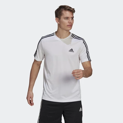 Adidas 3 Stripes Running Tee hardloop shirt heren wit