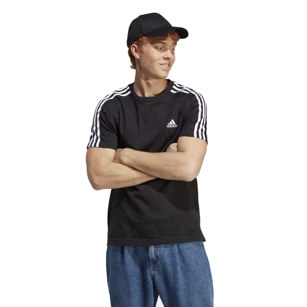 Adidas Essentials Single casual t-shirt heren zwart