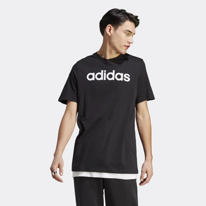 Adidas Essentials Single Jersey Linear sportshirt heren zwart