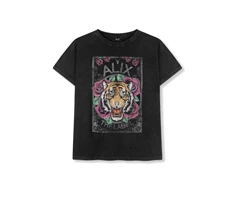 Alix The Label Acid Washed Tiger dames shirt zwart