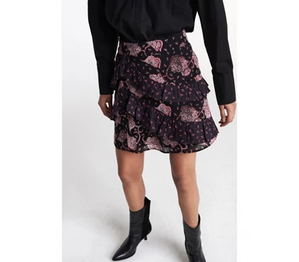 Alix The Label Flower Paisley Ruffled casual rok dames rood dessin