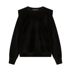 Alix The Label Knitted Rib Velvet dames sweater zwart