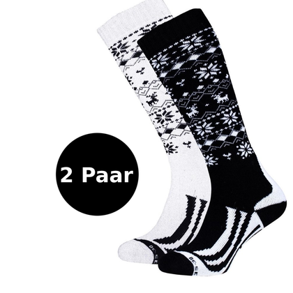 Falcon 2 paar Snow ski sokken dames zwart dessin