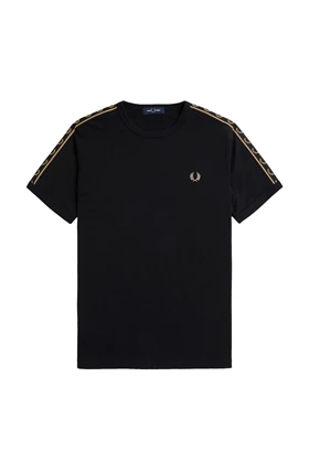 Fred Perry Contrast Tape Ringer casual t-shirt heren zwart