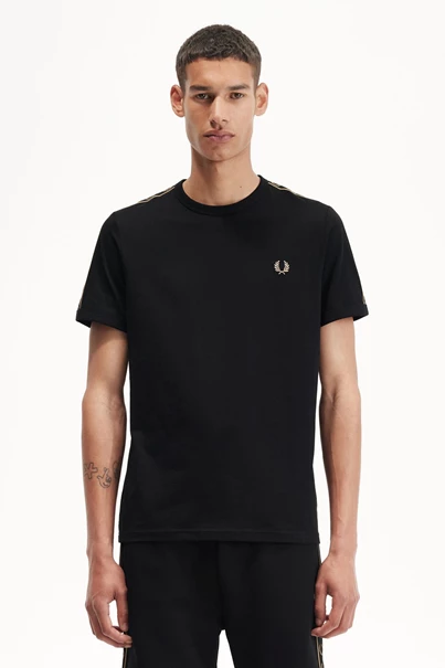 Fred Perry Contrast Tape Ringer casual t-shirt heren zwart
