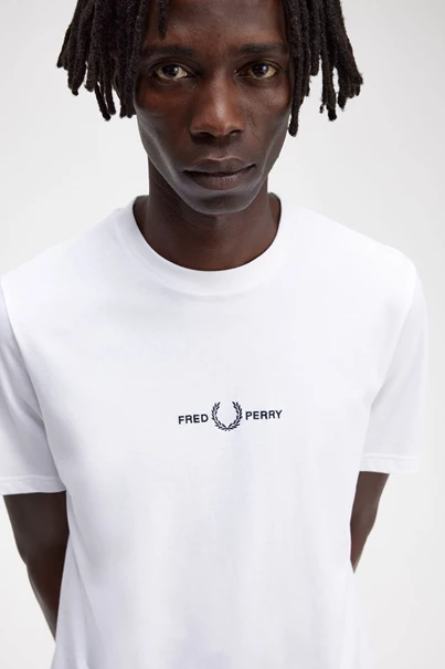 Fred Perry Embroidered casual t-shirt heren wit