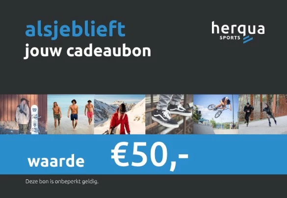 Herqua Cadeaubon 50.00 Euro cadaeubon blauw