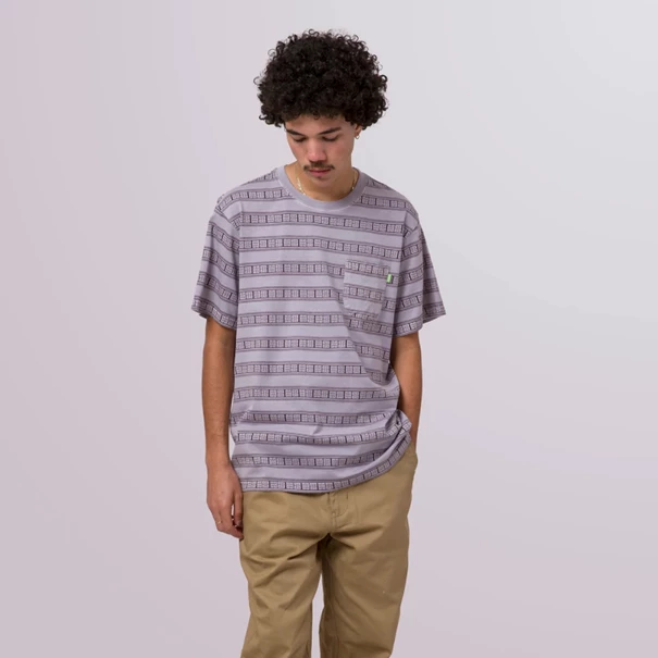 HUF Cooper Stripe S/S Knit Top casual t-shirt heren paars dessin