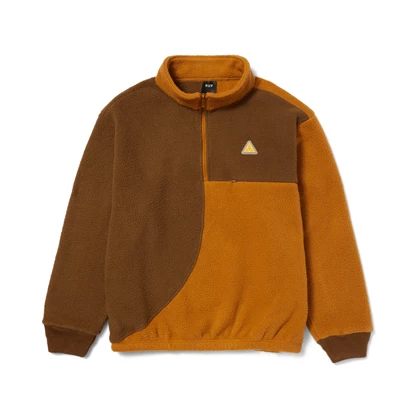 HUF Expedition 1/4 Zip Pile casual sweater heren bruin dessin
