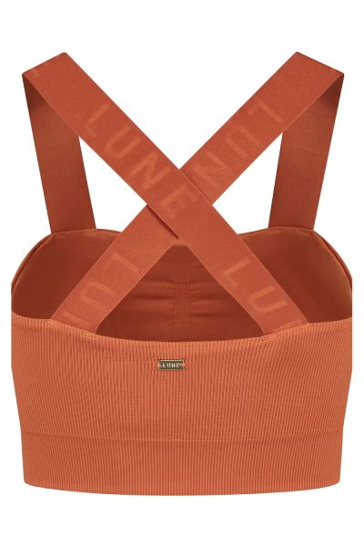 Lune Active Bandeau Fitted Ribbed sport bh oranje