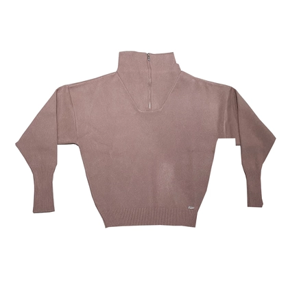 Lune Active Olly Half-Zip Knit casaul sweater dames taupe dessin