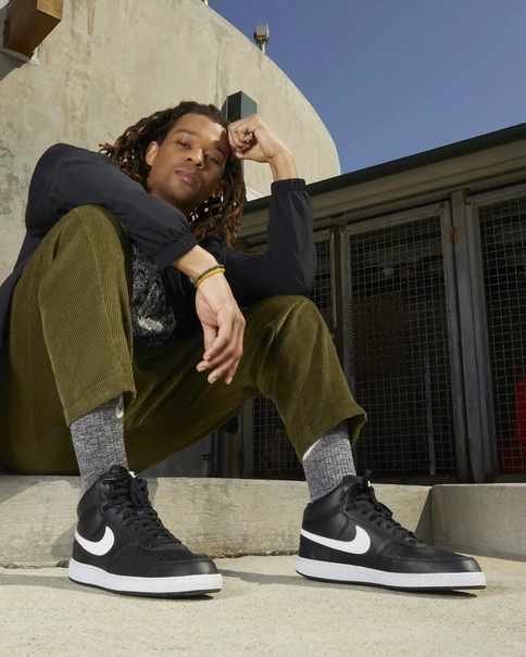 Nike Court Vision Mid sneakers heren zwart