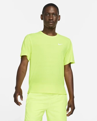Nike DRI-FIT MILER hardloopshirt heren lime groen