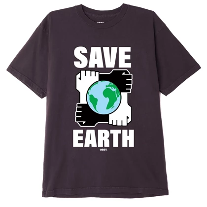 Obey Save The Earth casual t-shirt heren zwart