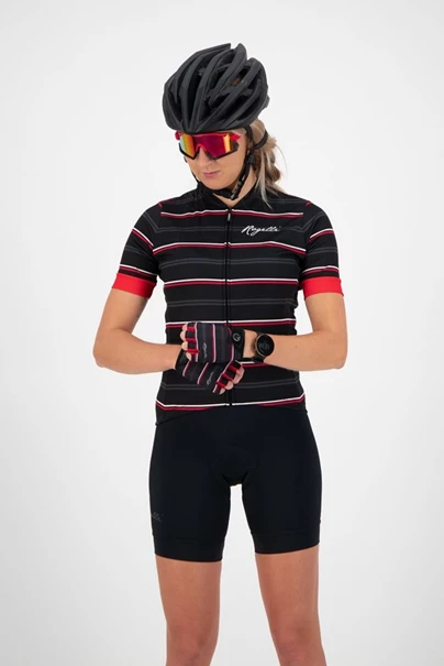 Rogelli Stripe + Korte Mouw fietsshirt dames zwart