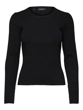 Selected SLFSTANDARD SS V-NECK TEE casaul sweater dames zwart