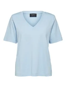 Selected SLFSTANDARD SS V-NECK TEE dames shirt blauw