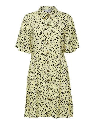 Selected SLFUMA 2/4 SHORT AOP SHIRT DRESS M casual jurk dames geel