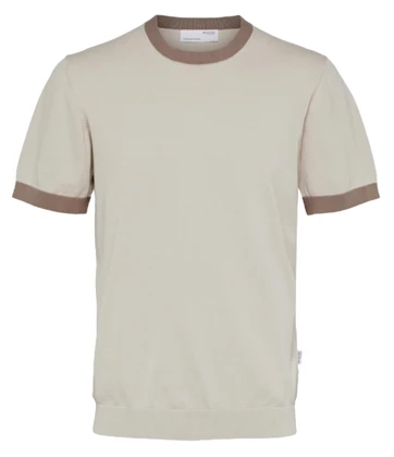 Selected Slhmattis SS t-shirt heren beige