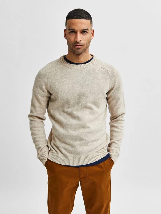 Selected SLHNEWCOBAN LAMBS WOOL CREW NECK W casual sweater heren