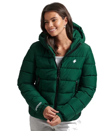 Super Dry Hooded Spirit Sports Puffer casual winterjas dames groen