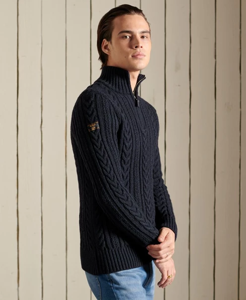 Superdry Jacob Henley casual sweater heren donkerblauw