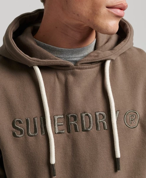 Superdry Vintage Corp Logo Work Hood casual sweater heren bruin