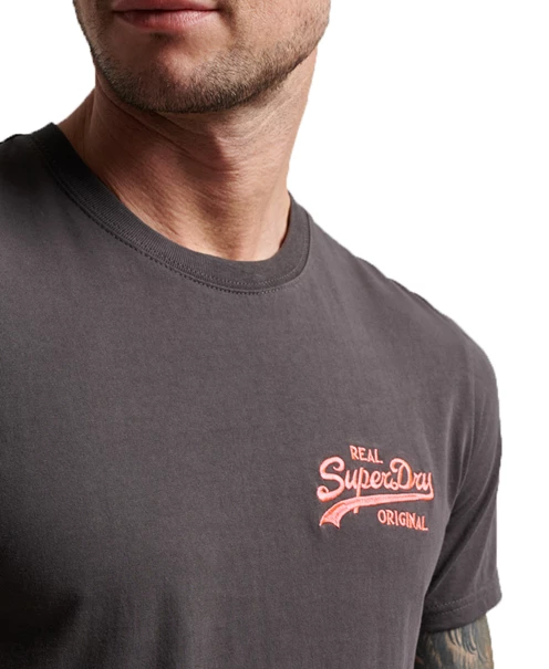 Superdry Vintage VL Neon casual t-shirt heren grijs