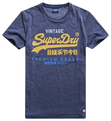 Superdry VL TRI Tee 220 casual t-shirt heren donkerblauw