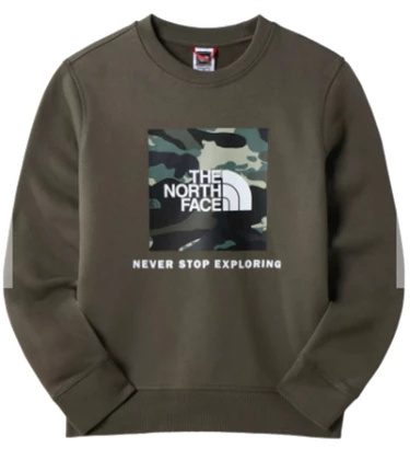 The North Face Box Crew casual sweater jongens taupe dessin