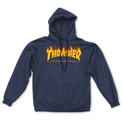 Thrasher Flame Hooded Sweat skatesweater heren marine