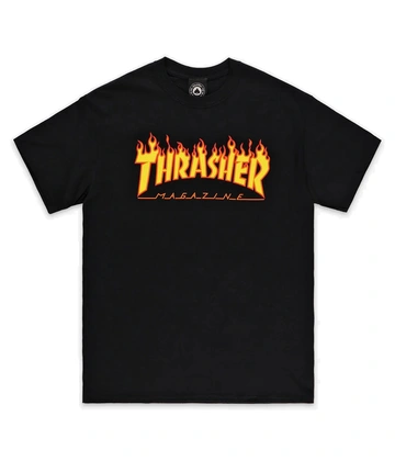 Thrasher FLAME t-shirt skate heren zwart