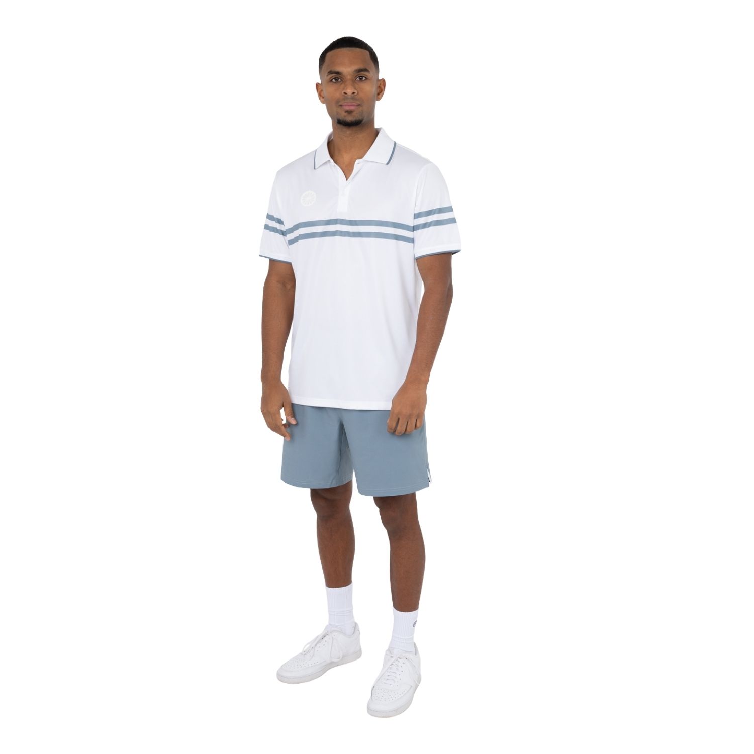 Indian Maharadja Printed Stripe Tennis Polo Heren Wit