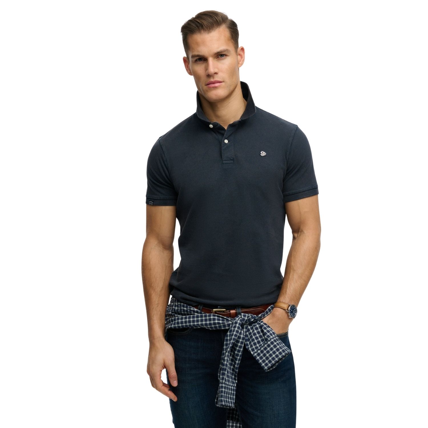 Superdry Vintage Destroy Polo Heren Blauw