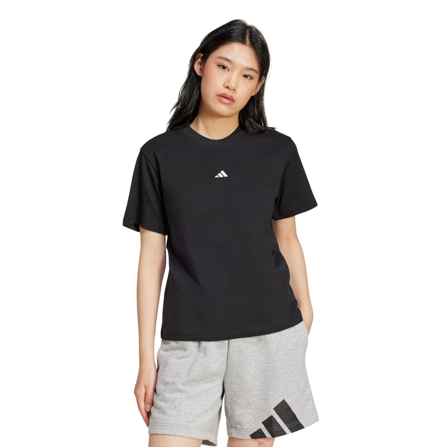 Adidas Essentials Small Logo Casaul T-shirt Dames Zwart
