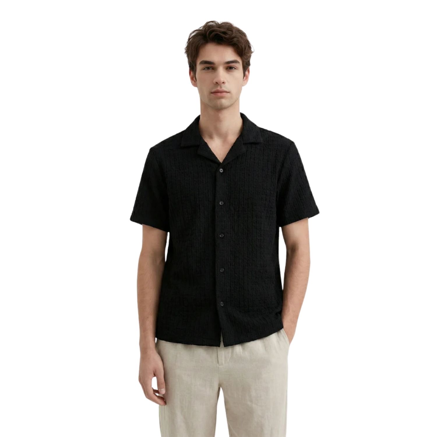 Ciszere Ashen structured Casual T-shirt Heren Zwart